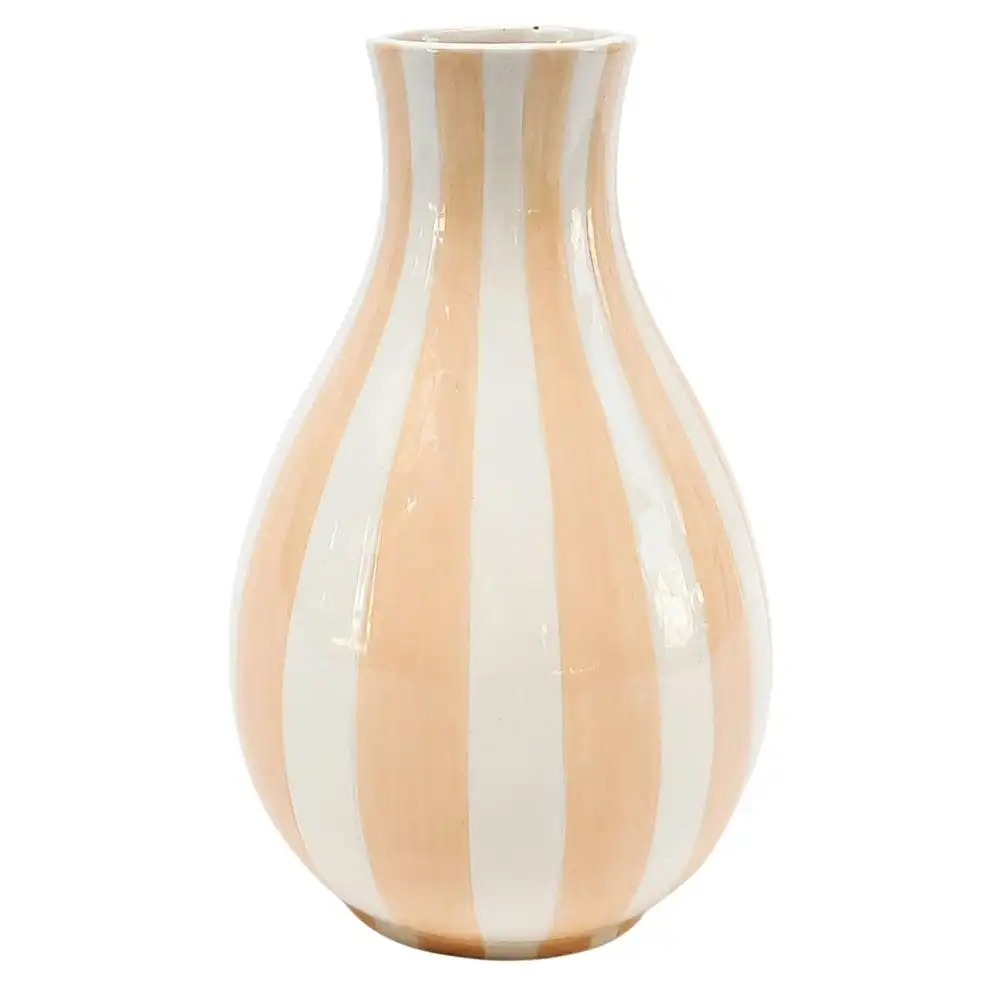 Urban Products Home Shelf Decor Decorative Stripe Flower Vase Peach 18cm