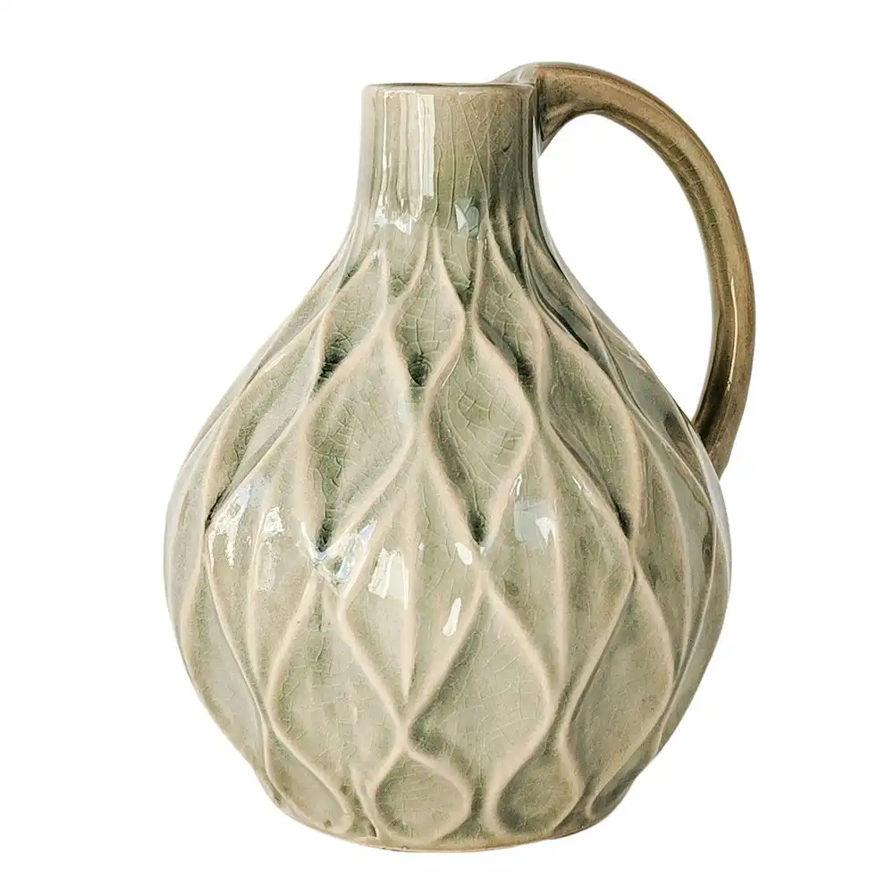 Urban Products Diamond Decorative Jug Home Decor Flower Vase Sage 16cm