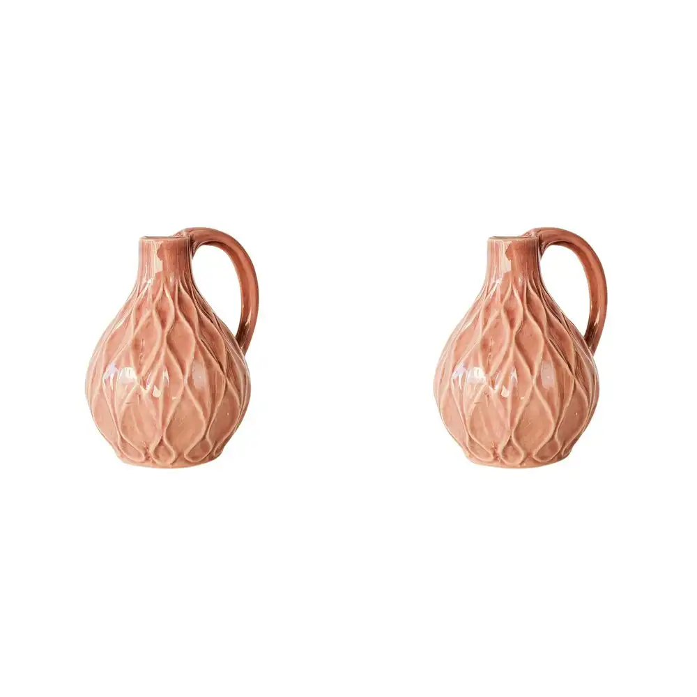 2x Urban Products Diamond Decorative Jug Home Decor Flower Vase Salmon 14cm