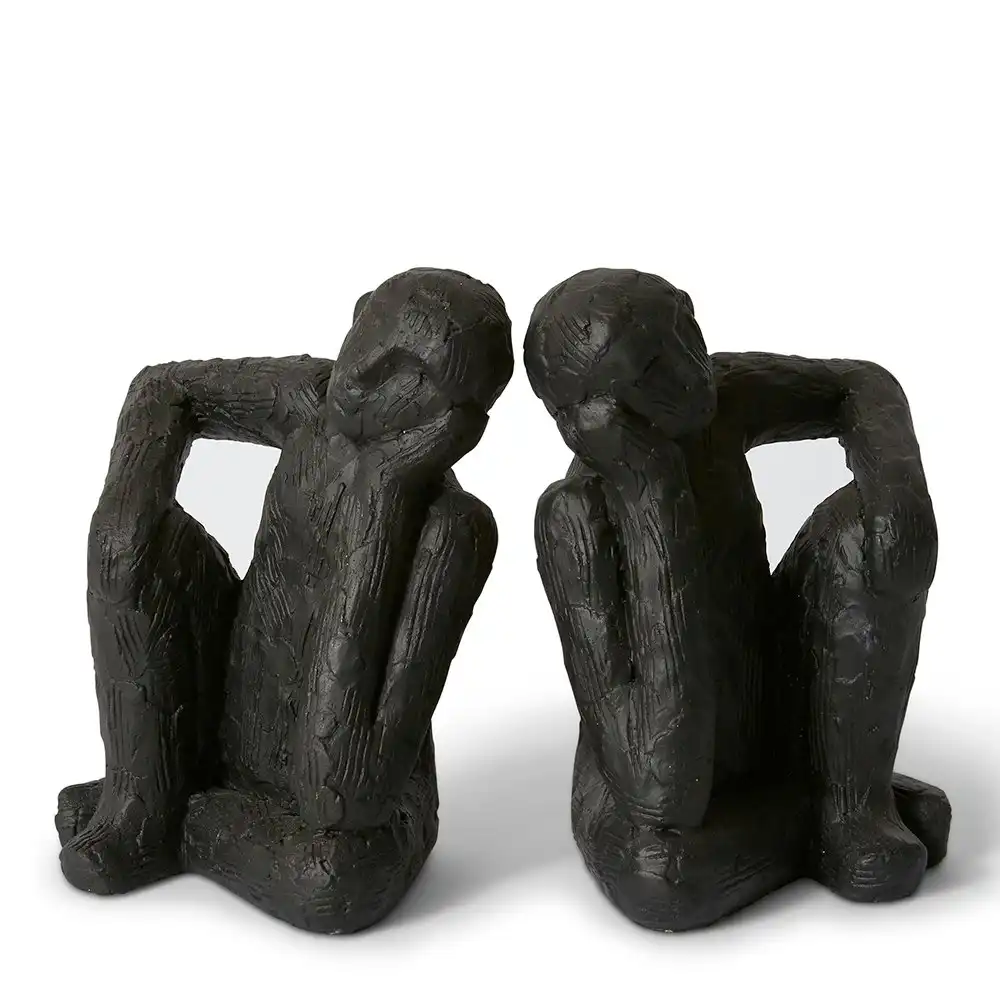 2pc E Style Thinking Man Bookends Home/Office Decor Set - 14 x 12 x 17cm