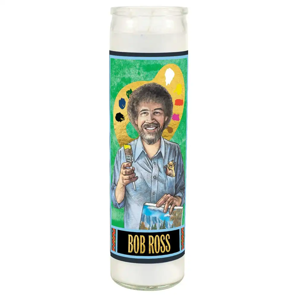 Unemployed Philosophers Guild 20cm Bob Ross Secular Saint Candle Home Display