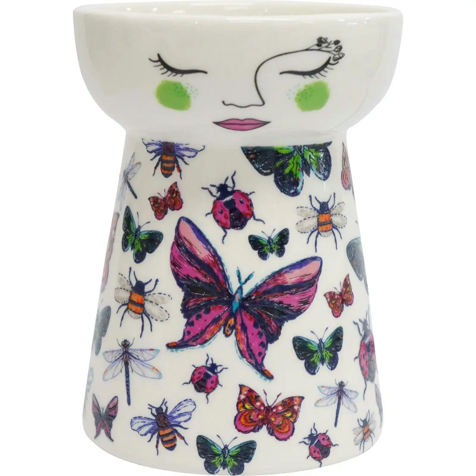 LVD Ceramic Doll Vase Pot Home/Office Tabletop Decor Display 11.5cm Butterfly