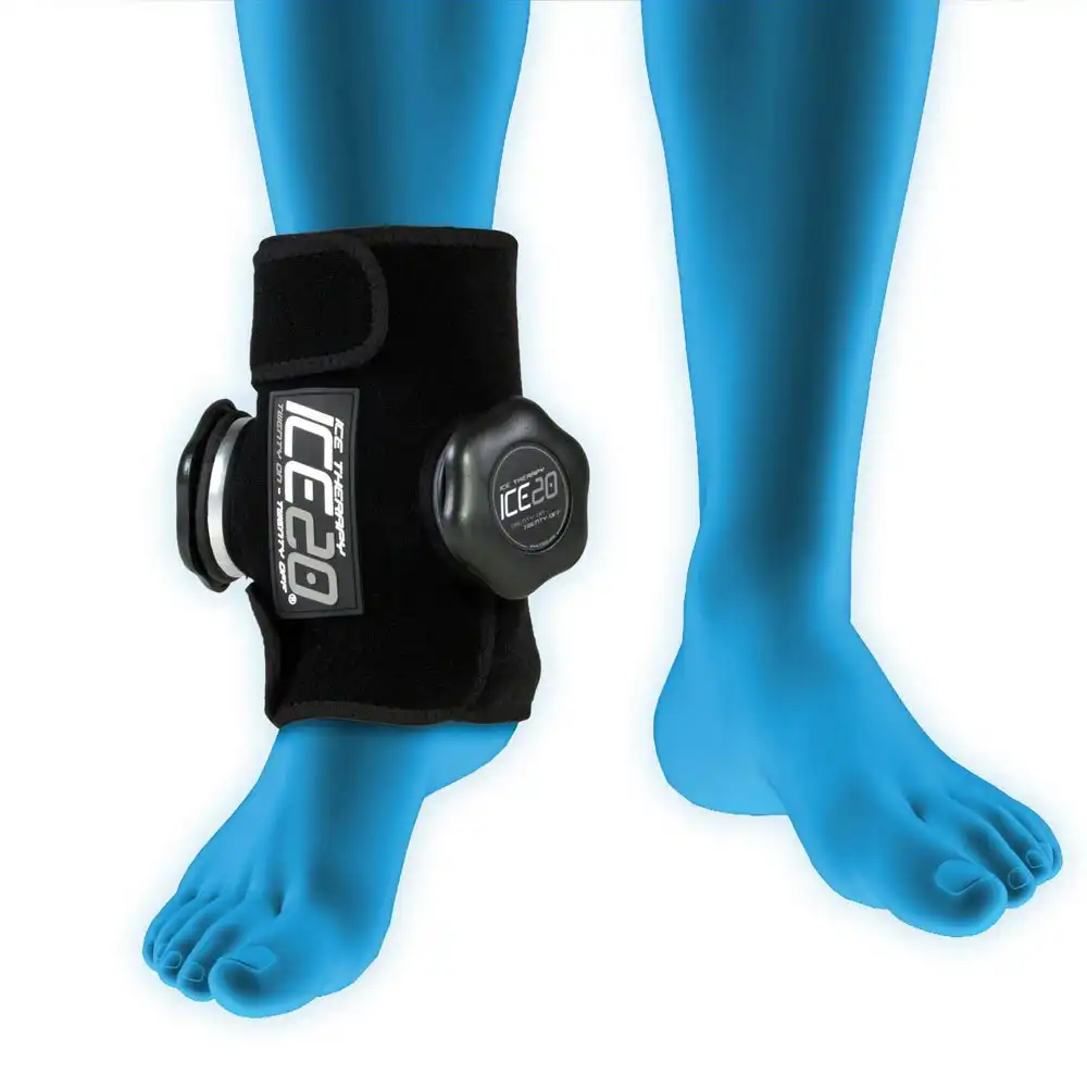 Ice20 Ice Therapy Double Ankle Cold Compression Wrap  w/ Strap & Bag