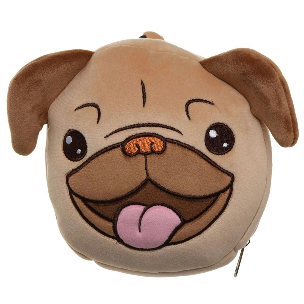 Relaxeazzz 15cm Pug Travel Pillow w/ Eye Mask 6y+ Kids/Adults Soft Cushion Plush