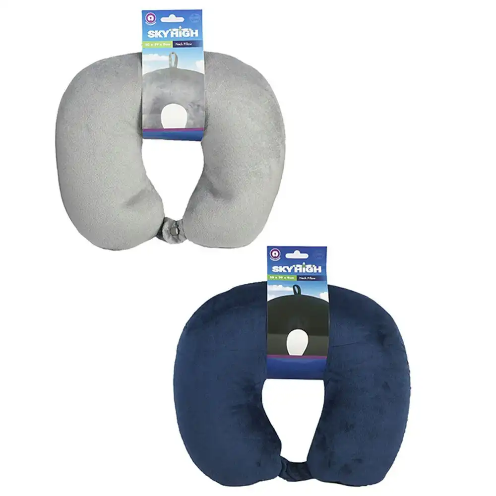 2x Sky High Lightweight Portable Travel Neck Support Pillow Assorted Colours