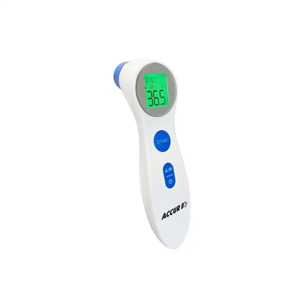Medi-Aus Accur8 Infrared Laser LCD Temperature Thermometer White w/Fever Alarm