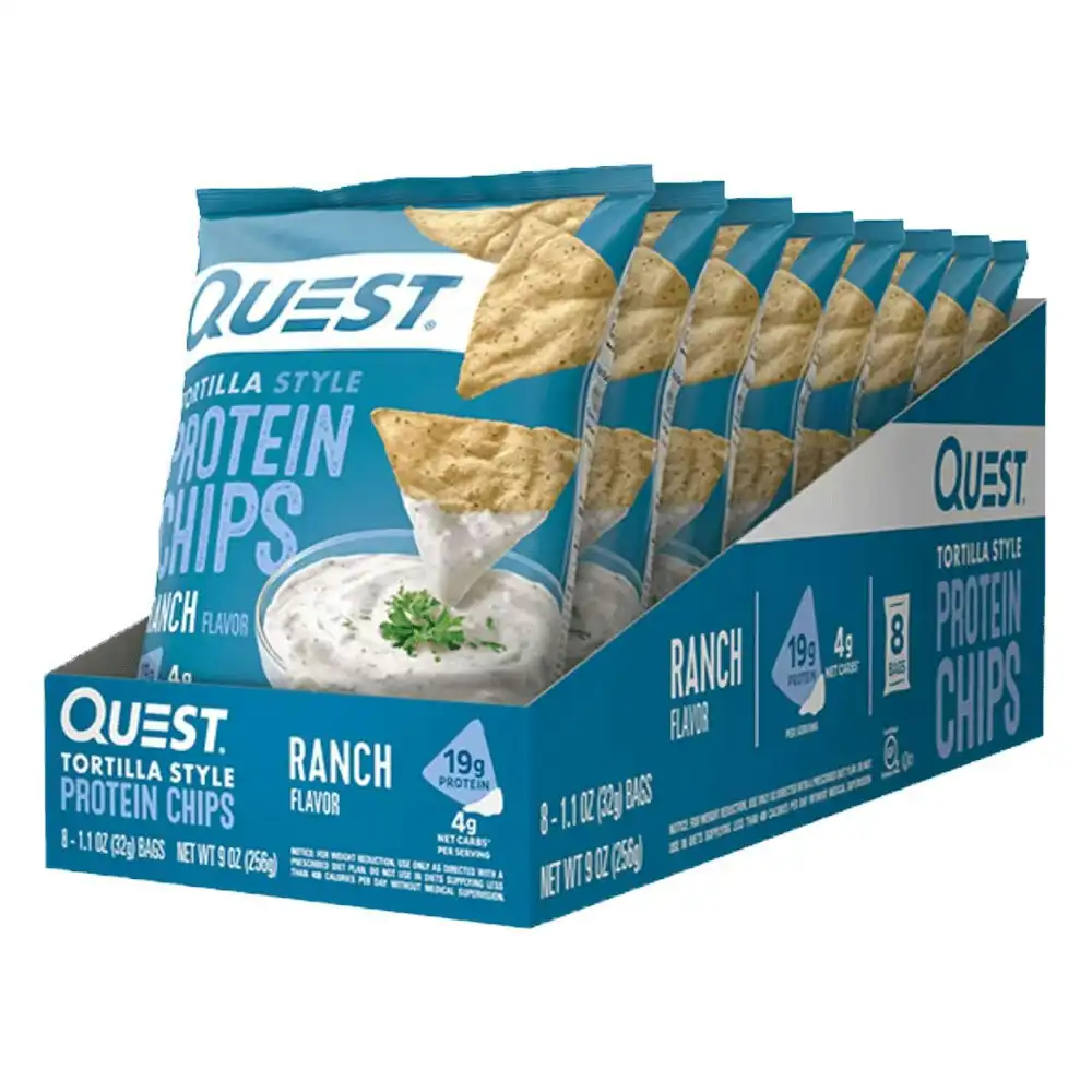 8pc Quest 32g Nutrition Tortilla Style Protein Chips/Crisps Ranch Seasoning