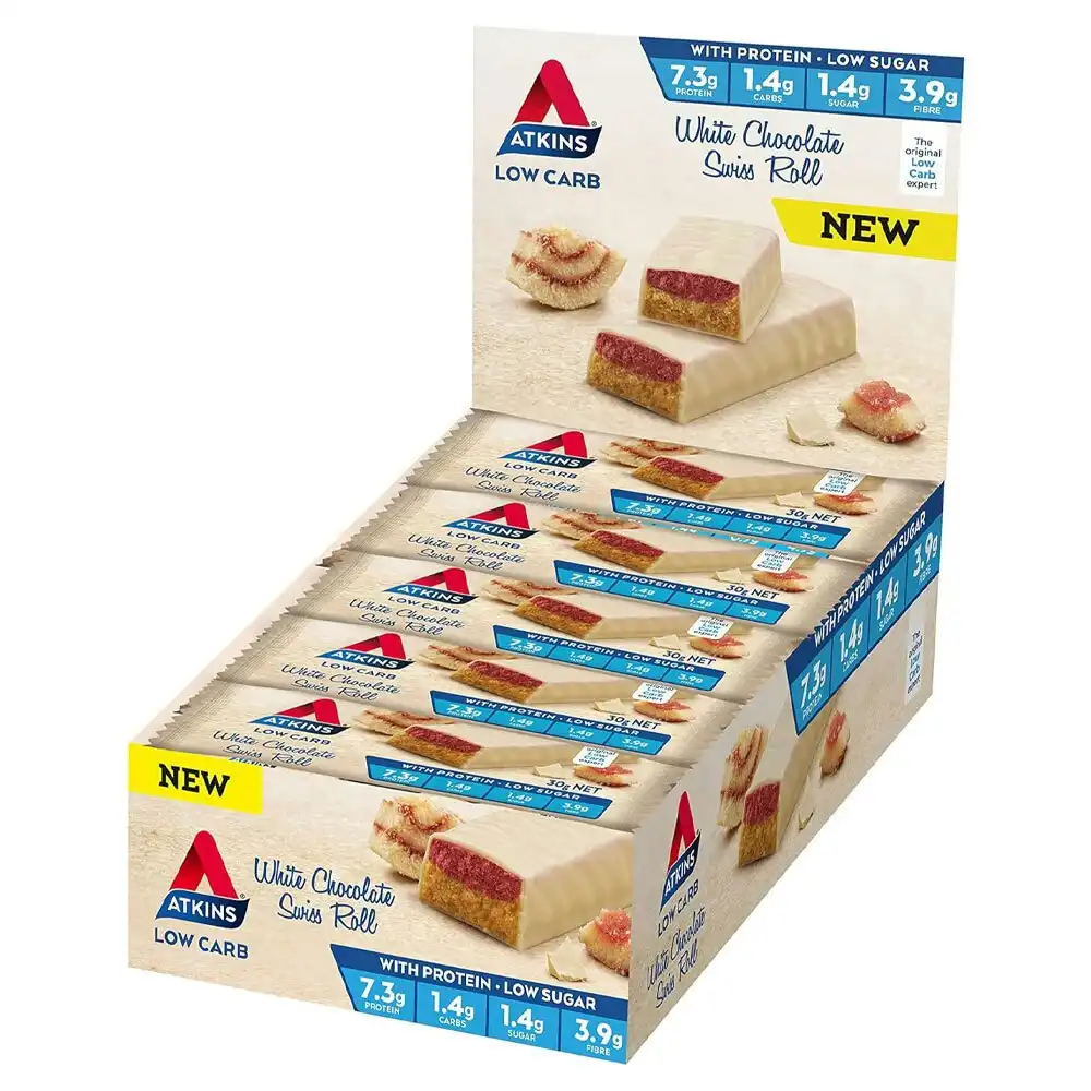15pc Atkins 30g White Chocolate Swiss Roll High Protein/Low Sugar Bars