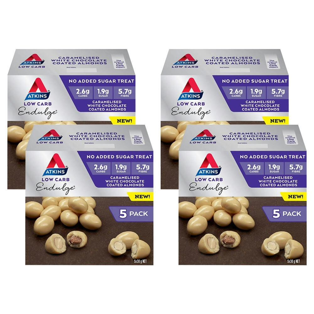 4x 5pc Atkins 30g Endulge Treat Caramelised White Chocolate Coated Almonds