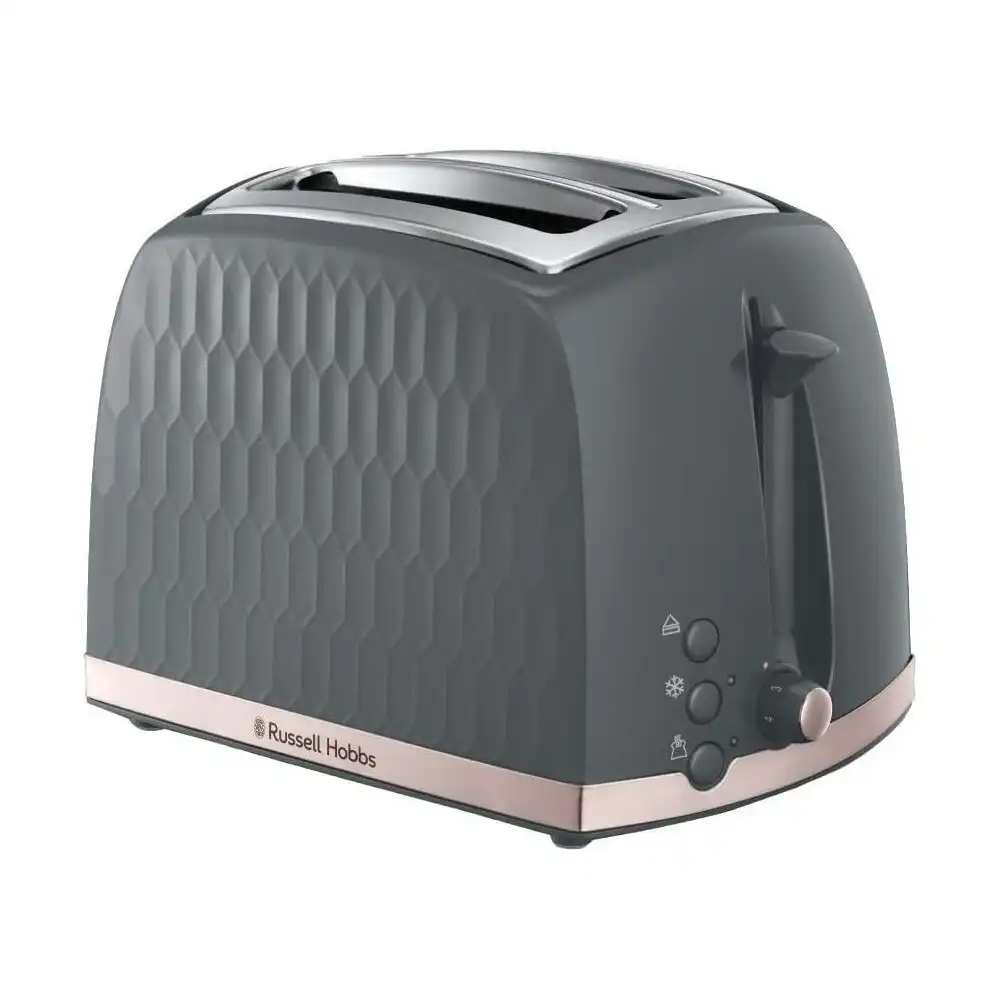 Russell Hobbs Honeycomb 2 Slice Bread Electric Luxury Toaster - Grey/Chrome