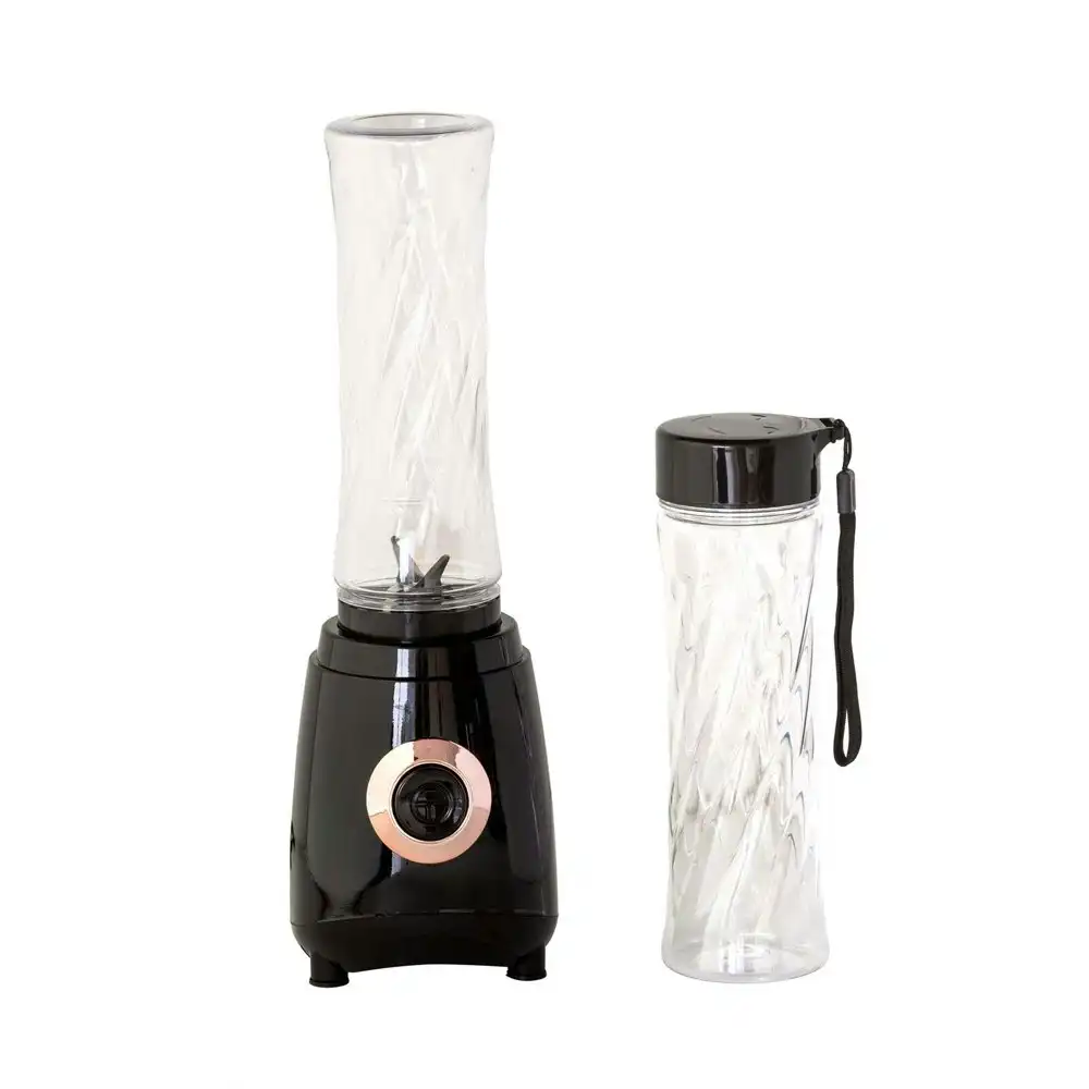 Healthy Choice Electric Personal Portable Blender Black w/2 Clear Travel Bottles