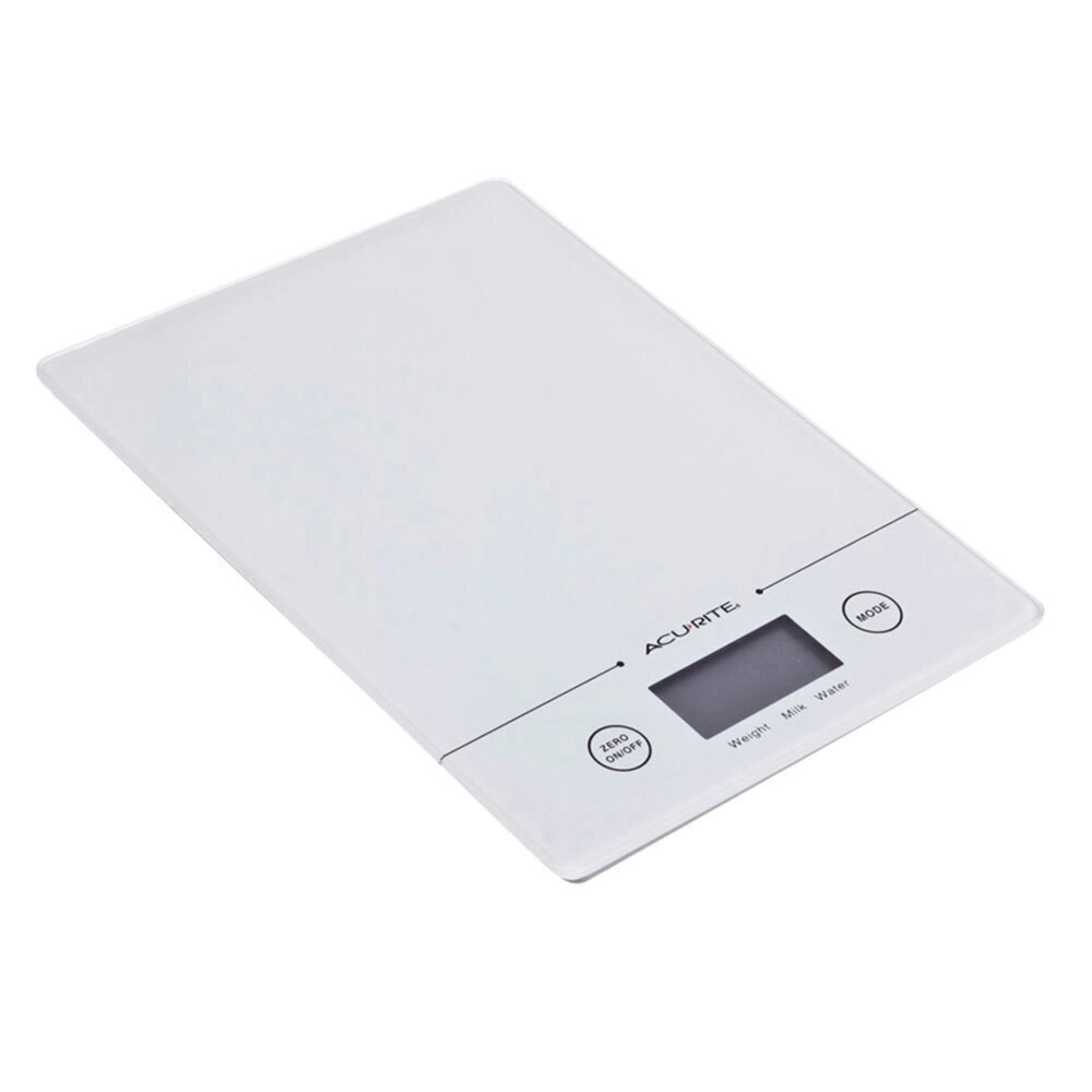 AcuRite Slim Line Glass 1g/5kg Digital Kitchen Food/Nutrition Scale Weight White