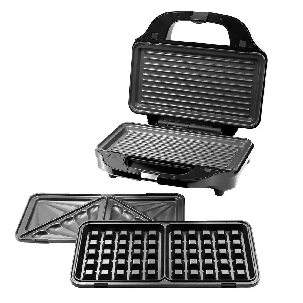 Healthy Choice 3 in 1 Stainless Steel Sandwich Press/Waffle Maker/Grill 900W