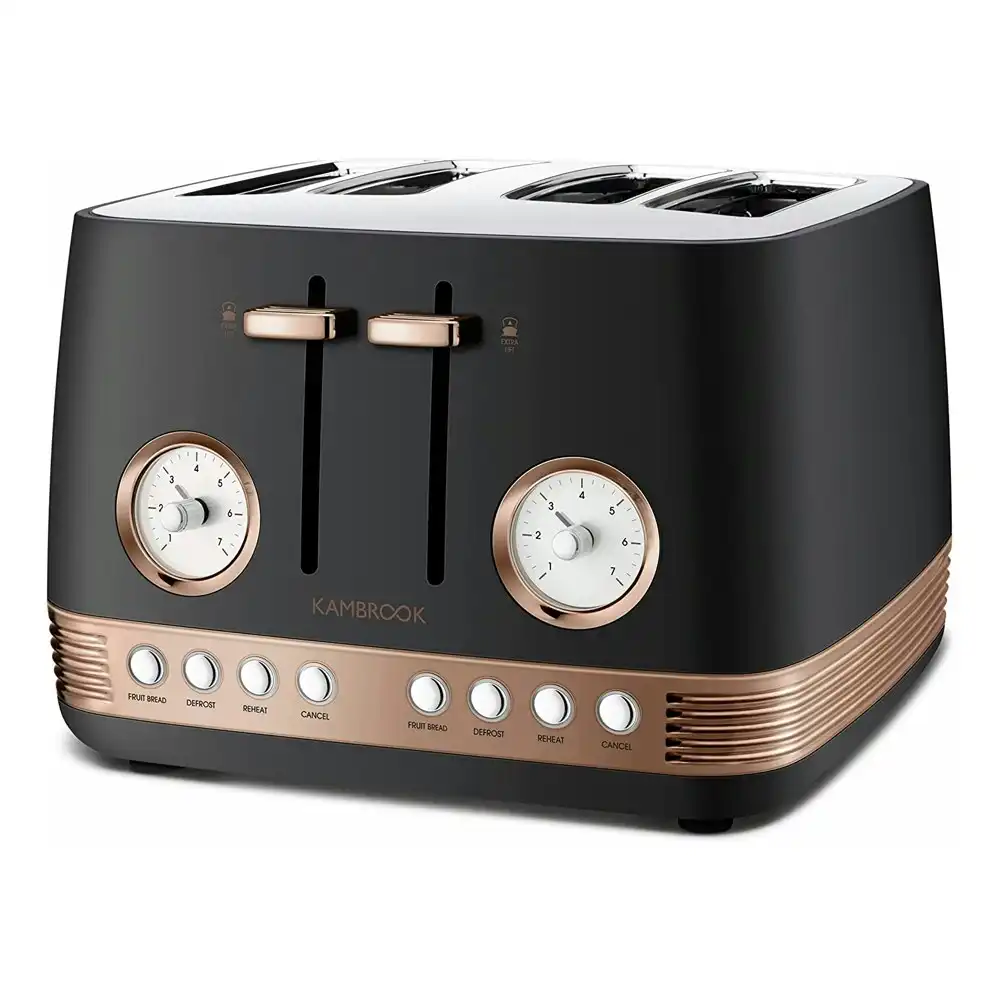 Kambrook Baroque Culinary Electric 4 Slice Kitchen Bread Toaster 1850W Black