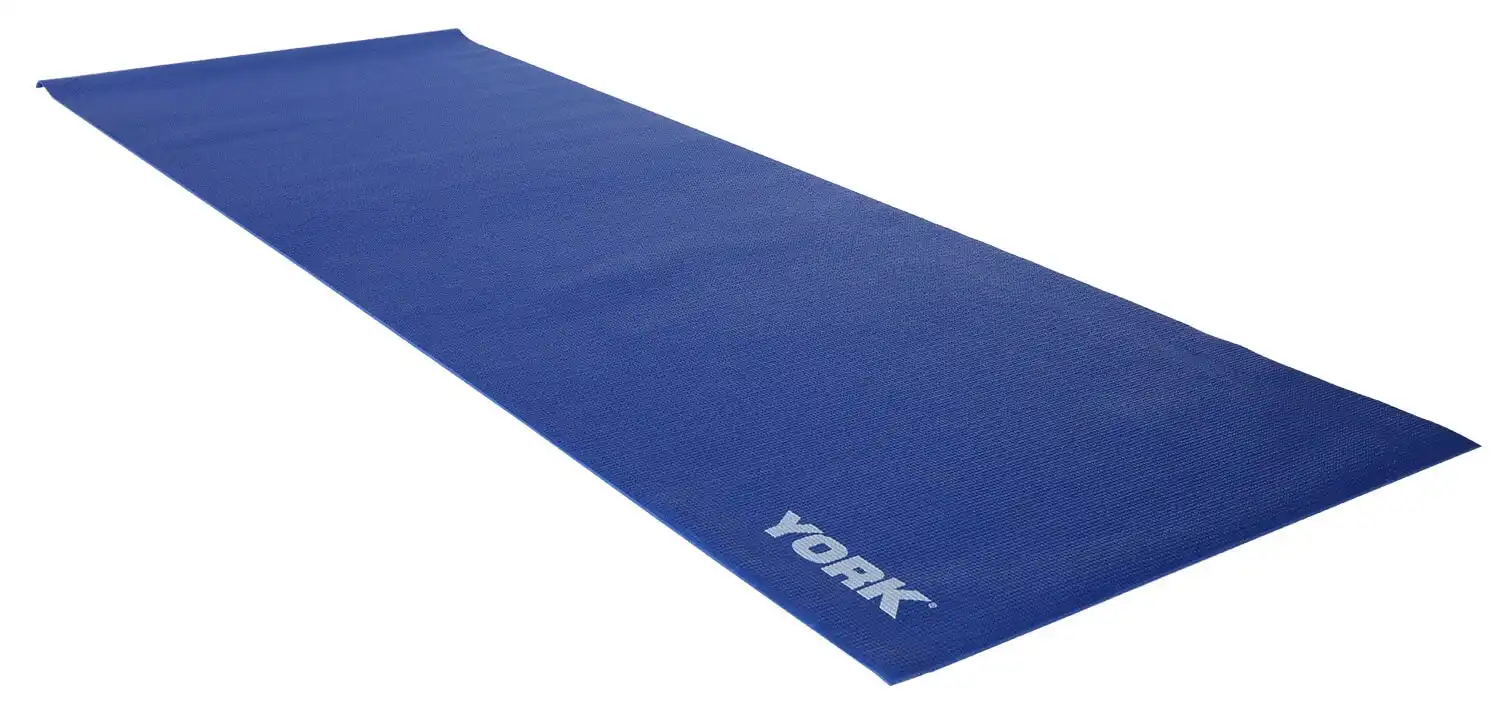 York Fitness PVC Yoga Mat with Carrying Strap (Blue)