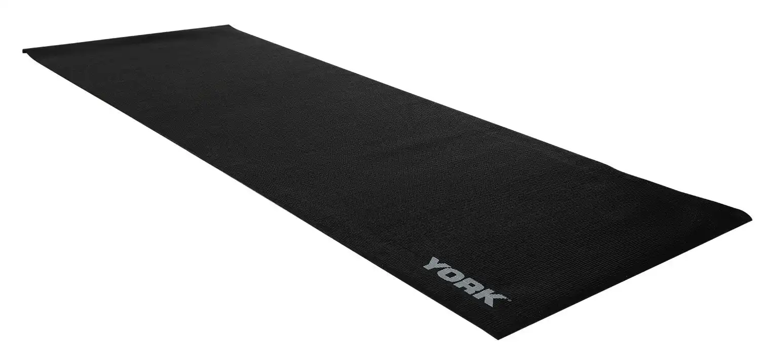 York Fitness PVC Yoga Mat with Carrying Strap (Black)