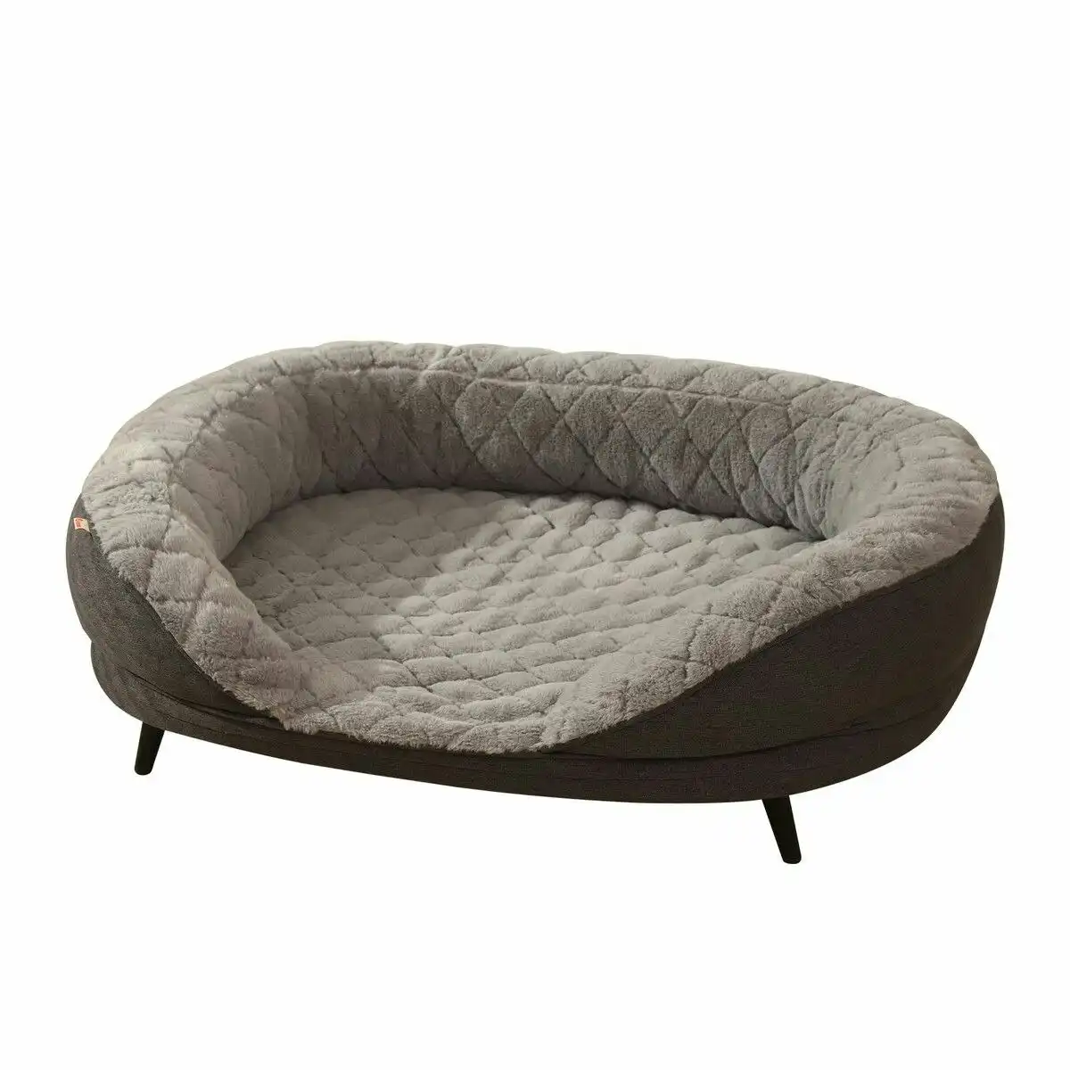 Pet Scene Raised Dog Bed Cat Couch Puppy Sofa Doggy Soft Cushioned Lounge Pet Chaise Furniture Crate Fabric Angora 90x78x29cm