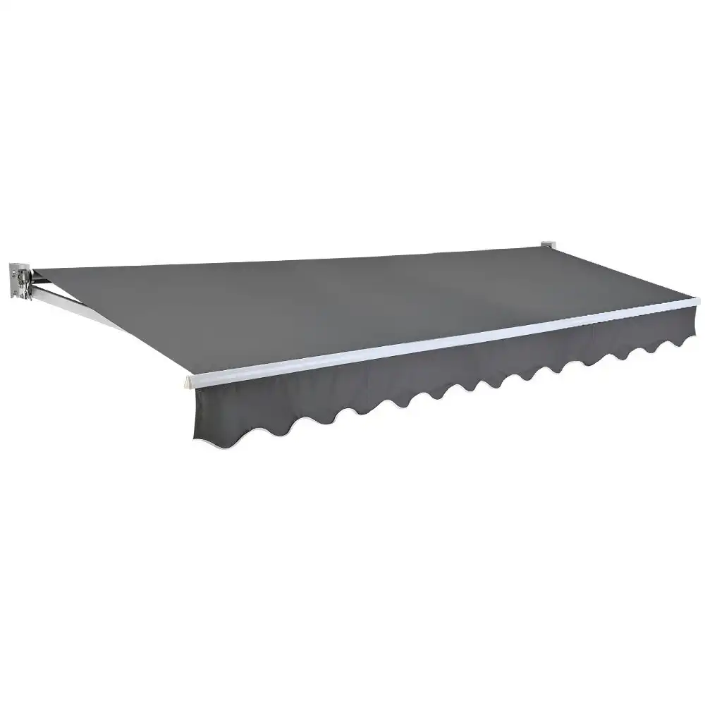 Shade Shield 4x2.5m Retractable Folding Arm Awning, Powder Coated 6063 Aluminium, with Hand Crank, for Outdoor Patio