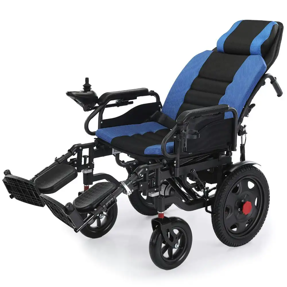 Equipmed Power Electric Wheelchair, Wide Bariatric Chair, Comfortable for S-XL, Long Range, Recline Adjustment, Lithium Battery, 16'' Wheels, Headrest, Folding