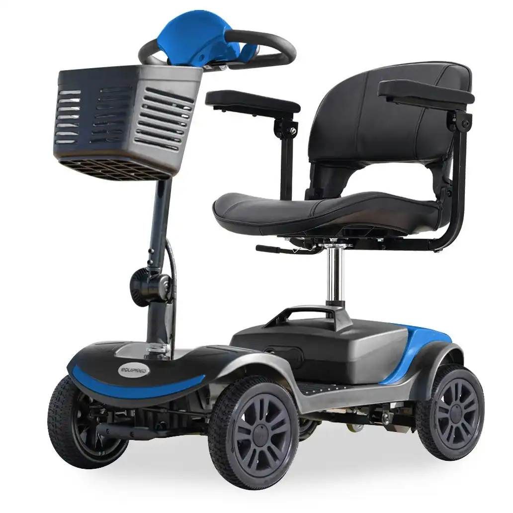 Equipmed Electric Mobility Scooter Portable Folding for Elderly Older Adult, SmartRider Black & Blue