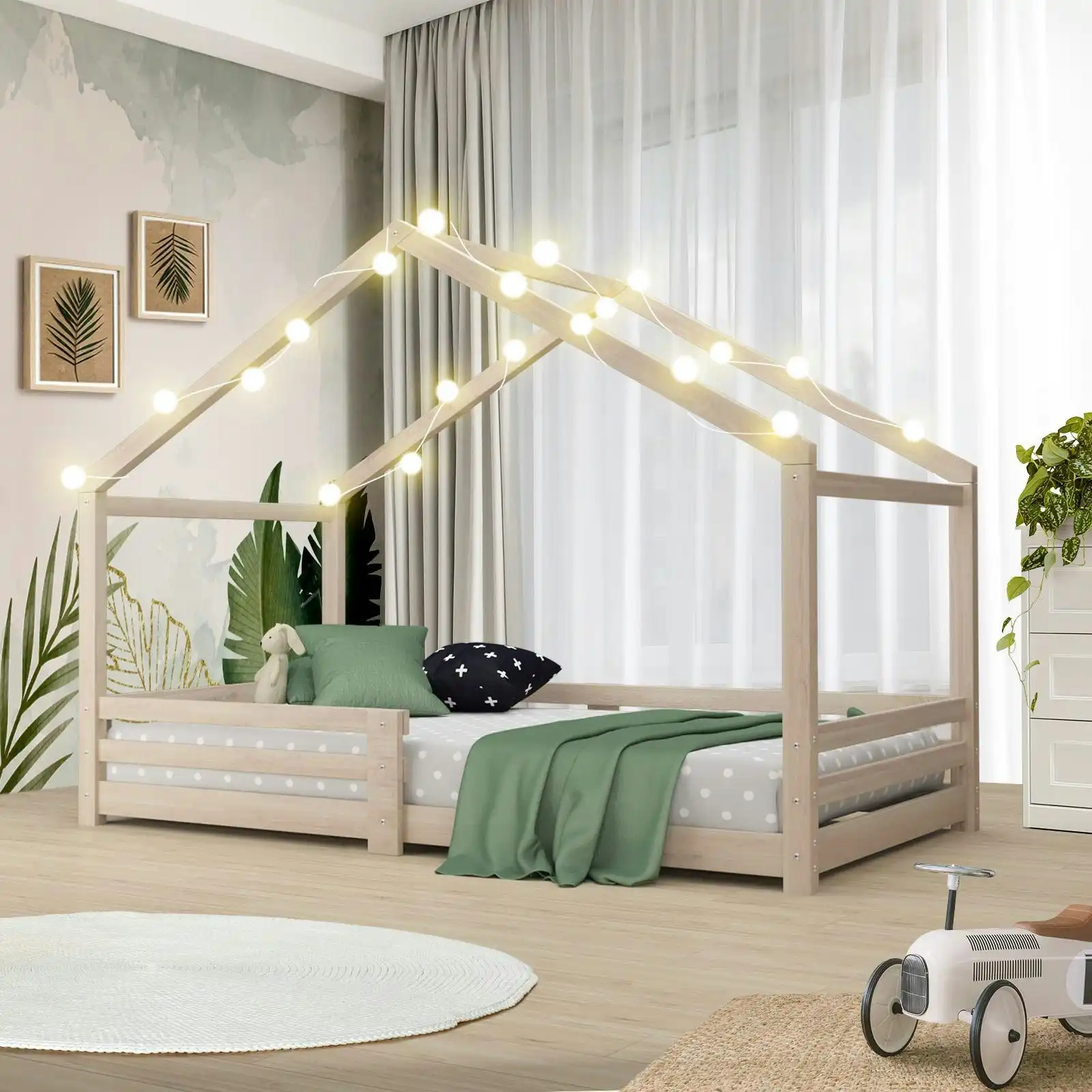 Oikiture Kids Wooden House Single Bed