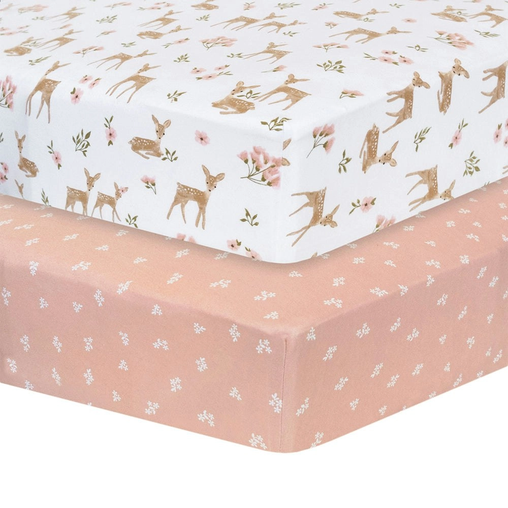 Living Textiles | 2-pack Jersey Cot Fitted Sheet - Sophia's Garden