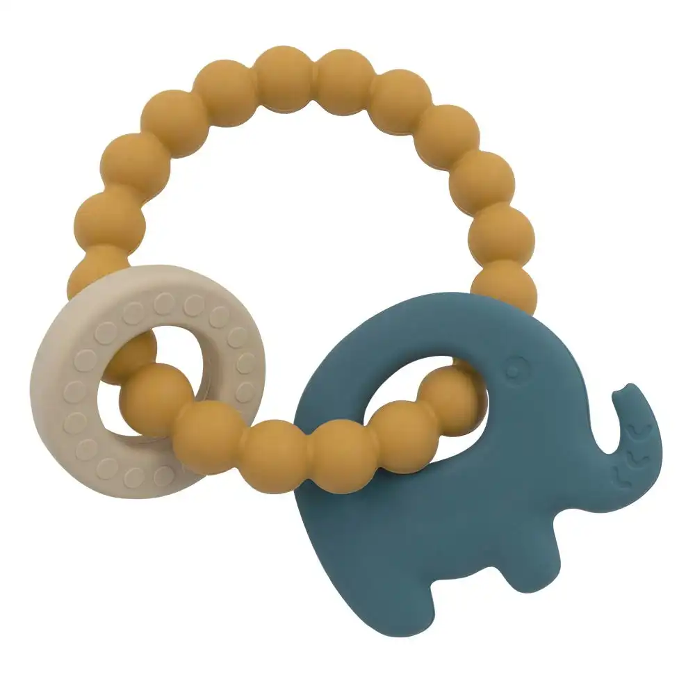 Playground by Living Textiles | Silicone Elephant Teether - Steel Blue