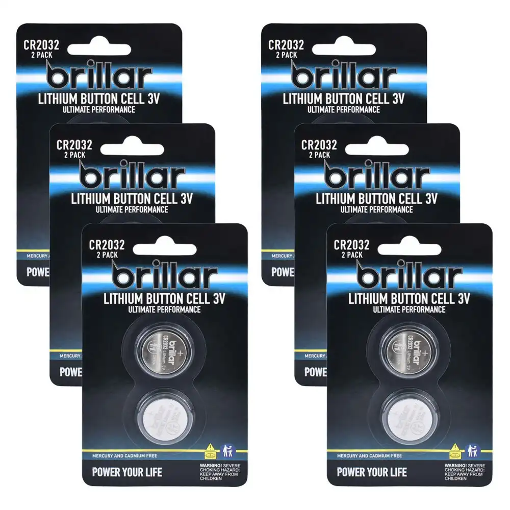 12pc Brillar Lithium Button Cell 3V Long Lasting Coin Batteries - Cr2032