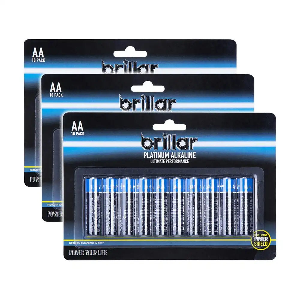 30x Brillar Multi-Pack AA LR6 1.5v Battery Platinum Alkaline Batteries Blue