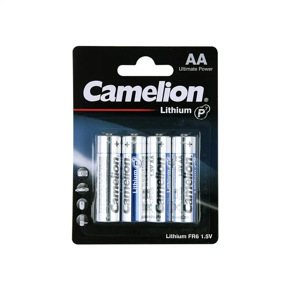 4pc Camelion Lithium AA Batteries High Power Long Lasting Multipurpose Home