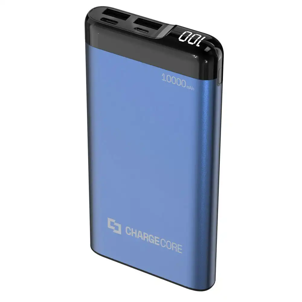 Chargecore 10000mAh Power Bank MicroUSB/Type C Portable External Charger Blue