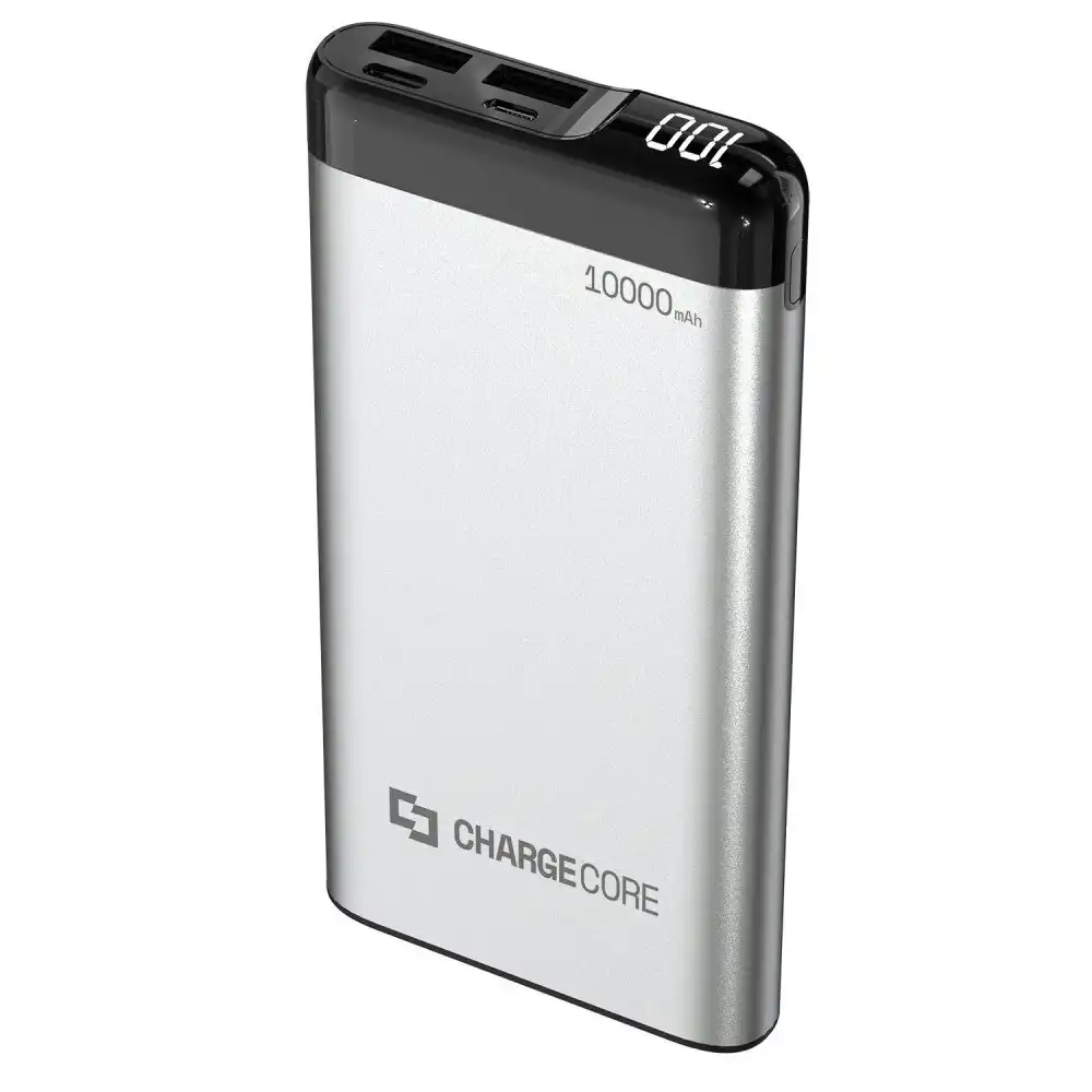 Chargecore 10000mAh Power Bank MicroUSB/Type C Portable External Charger Silver