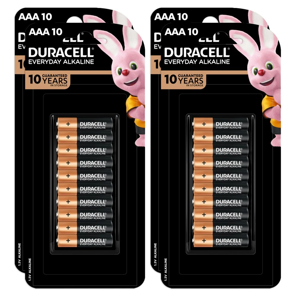 4x 10pc Duracell Everyday AAA Size Alkaline Battery Single Use Batteries