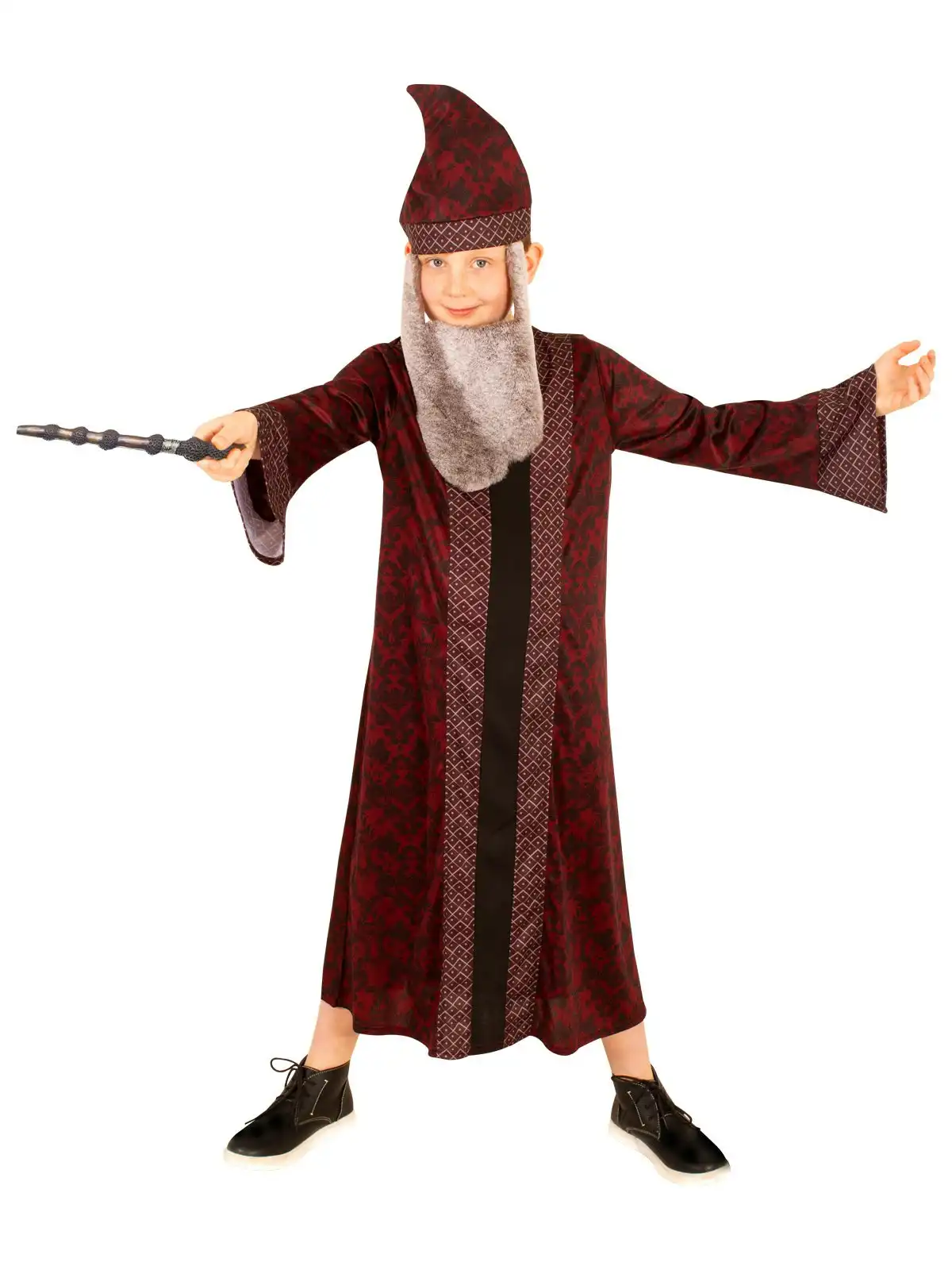 Harry Potter Dumbledore Hogwarts Childrens Wizard Robe Costume Set Size 9yrs+