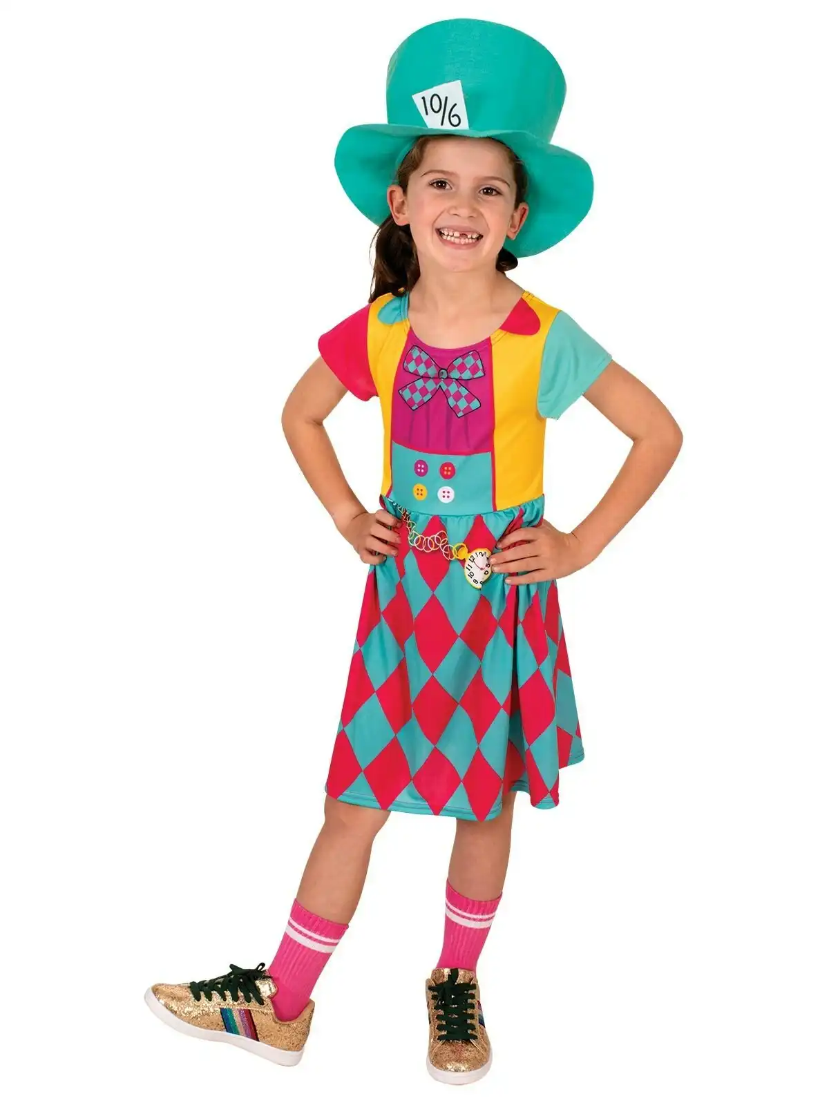 Disney Junior Mad Hatter Girls Classic Dress Up Halloween Party Costume Size 4-6