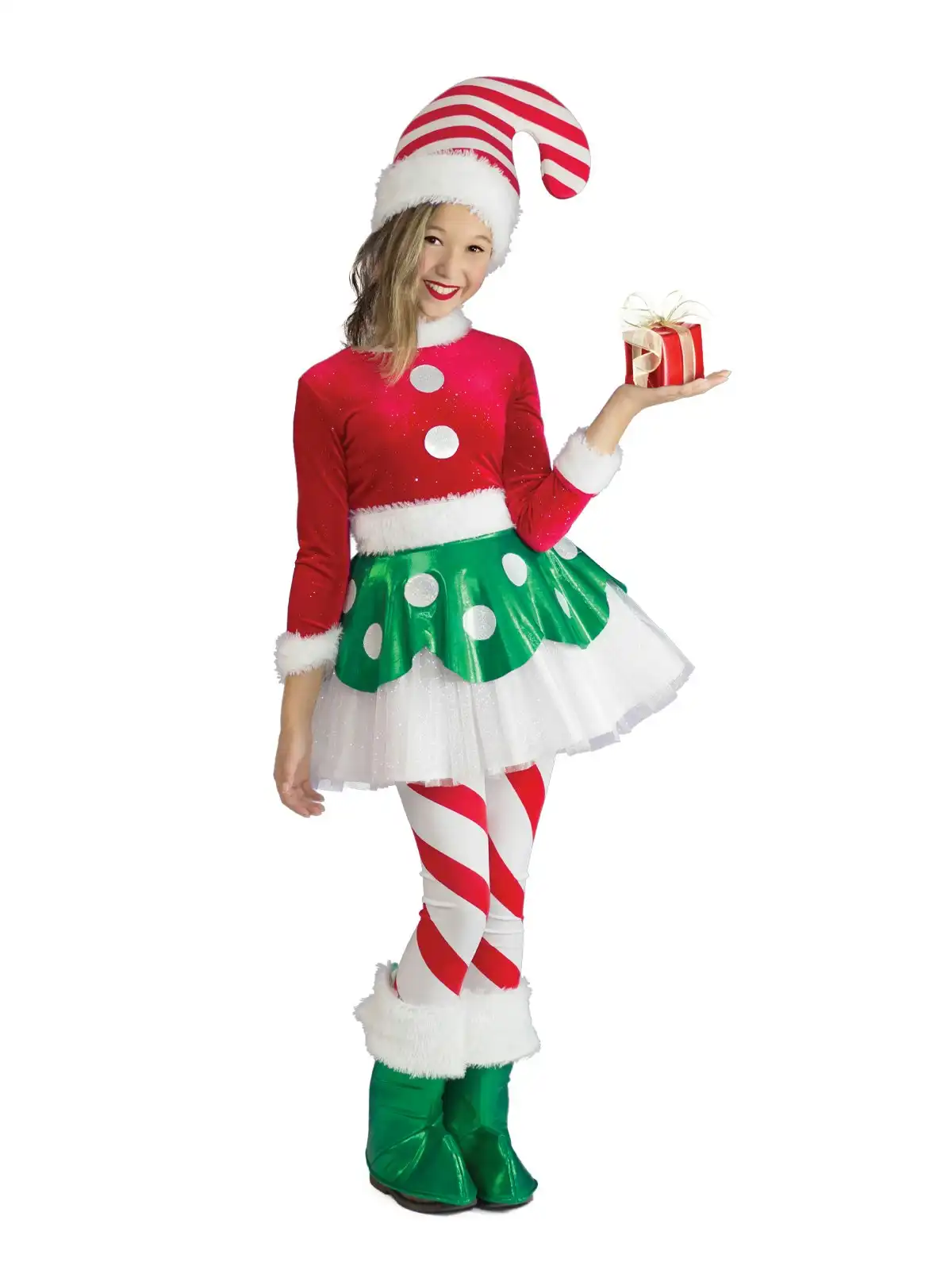 Princess Paradise Candy Cane Elf Princess Dress Up Christmas Costume Size M