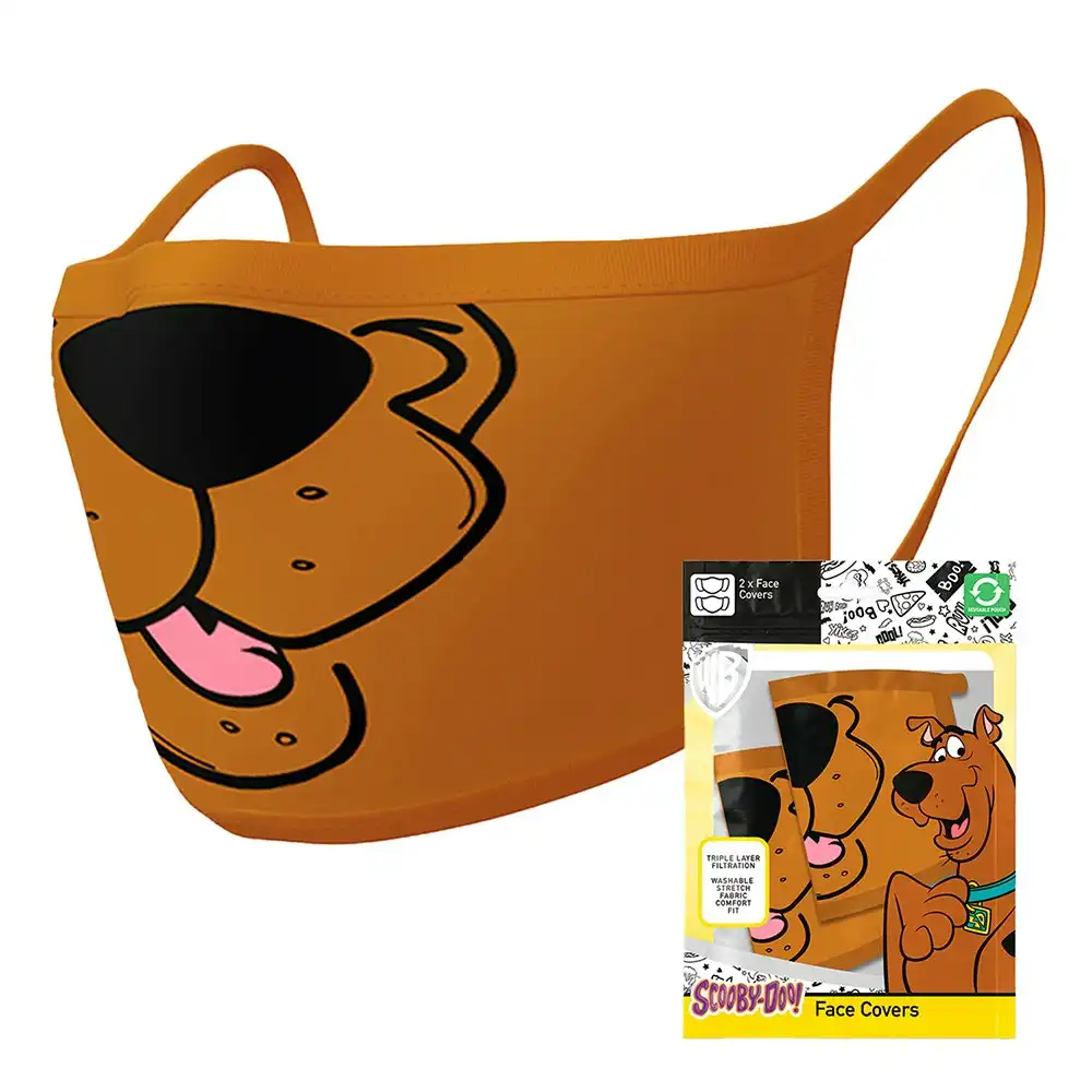 2pc Scooby Doo! Kids TV Cartoon Mouth Fabric Reusable Mask/Face Covering