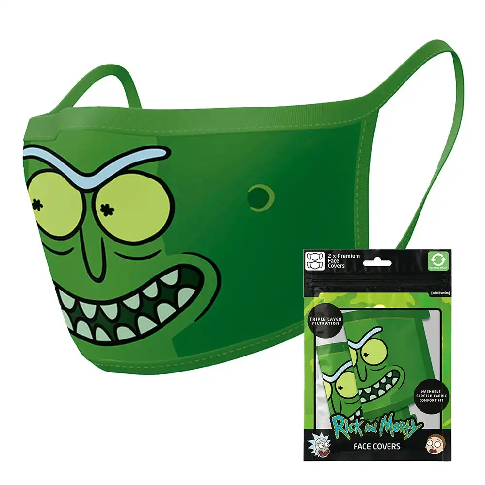 2pc Cartoon Network Rick and Morty Pickle Rick Reusable Mask/Face Covering