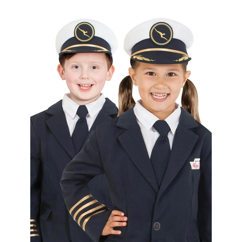 Qantas Captain Pilot's Hat One Size Kids/Children Head Costume Party Accessory