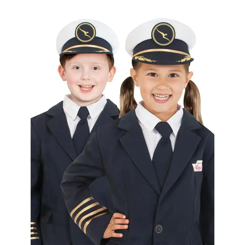 Qantas Captain Pilot's Hat One Size Kids/Children Head Costume Party Accessory