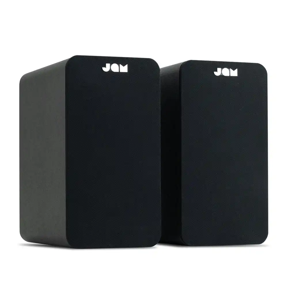Jam Bluetooth 5.0 Bookshelf Speaker 4" Brass Drivers Mains Powered RCA/AUX-IN BK