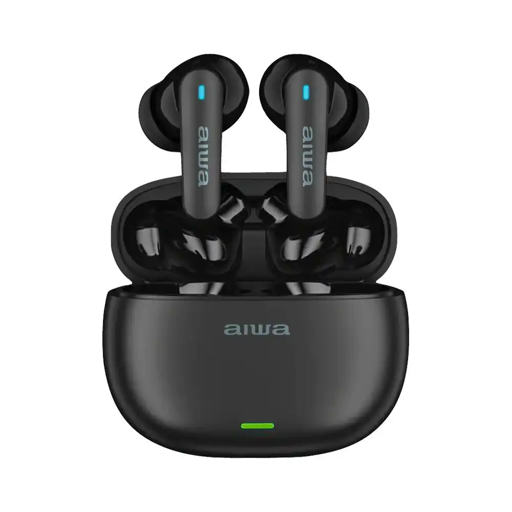 AIWA In-Ear Gelstem Bluetooth True-Wireless USB-A to USB-C Headphones ANC Black