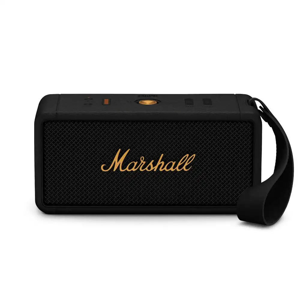 Marshall Middleton IP67 Portable Bluetooth Quickcharge Speaker - Black & Brass