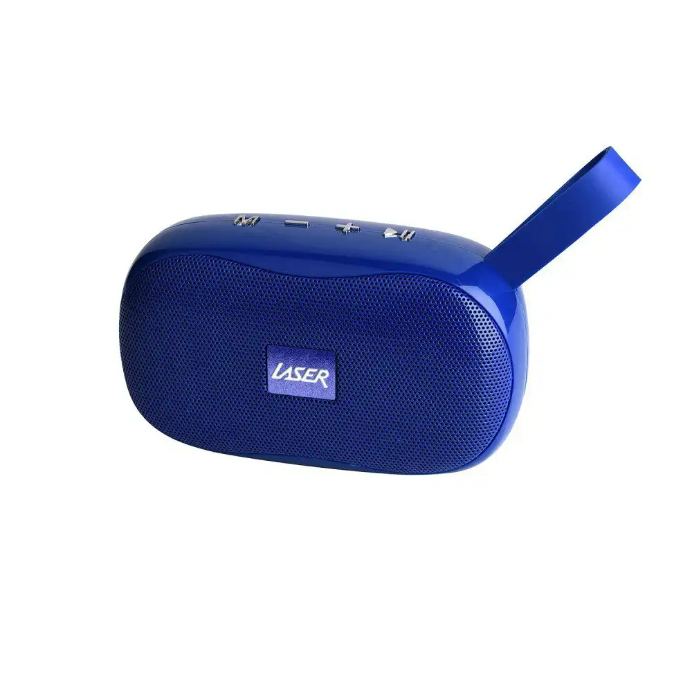 Laser TWS Bluetooth Wireless Pocket Speaker FM Radio Portable w/ Strap Blue