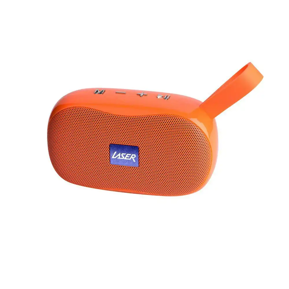 Laser TWS Bluetooth Wireless Pocket Speaker FM Radio Portable w/ Strap Orange