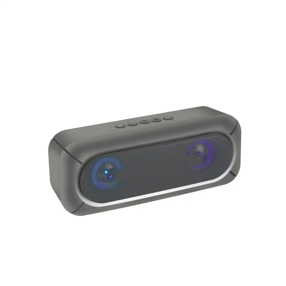 Laser Portable LED Wireless Bluetooth Speaker/FM Radio/Mic Audio/Music Grey
