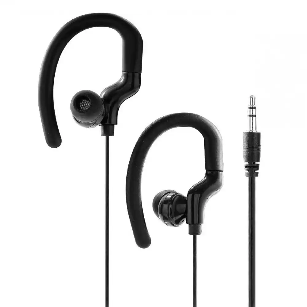 Laser Wired Sports 3.5mm In-Ear AUX Ear-Hook Earphones 1.2m w/Silicone Tip Black
