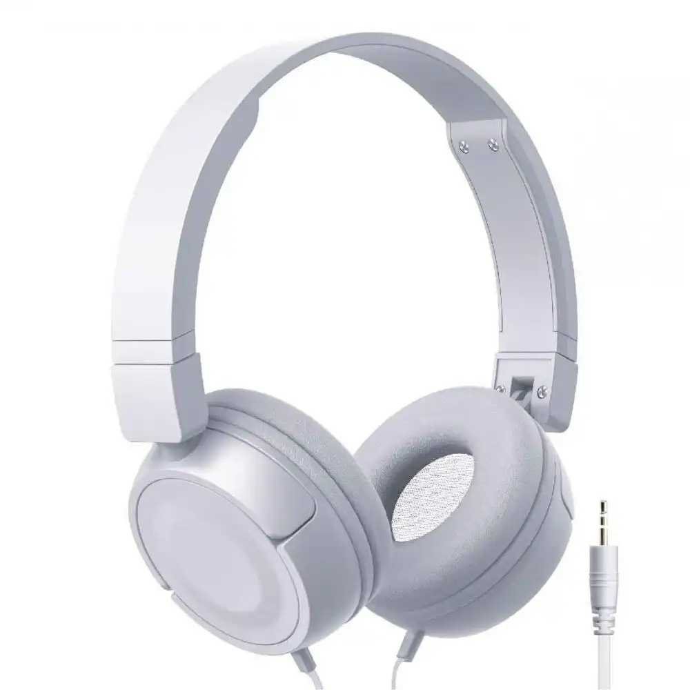 Laser Wired 3.5mm AUX On-Ear Headphones Foldable Headset w/ 1.2m Cable Grey