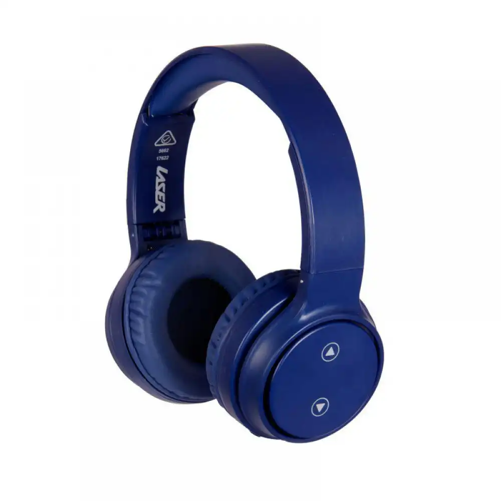 Laser Foldable Wireless Bluetooth Headphones Over-Ear Headset w/ Mic Navy Blue
