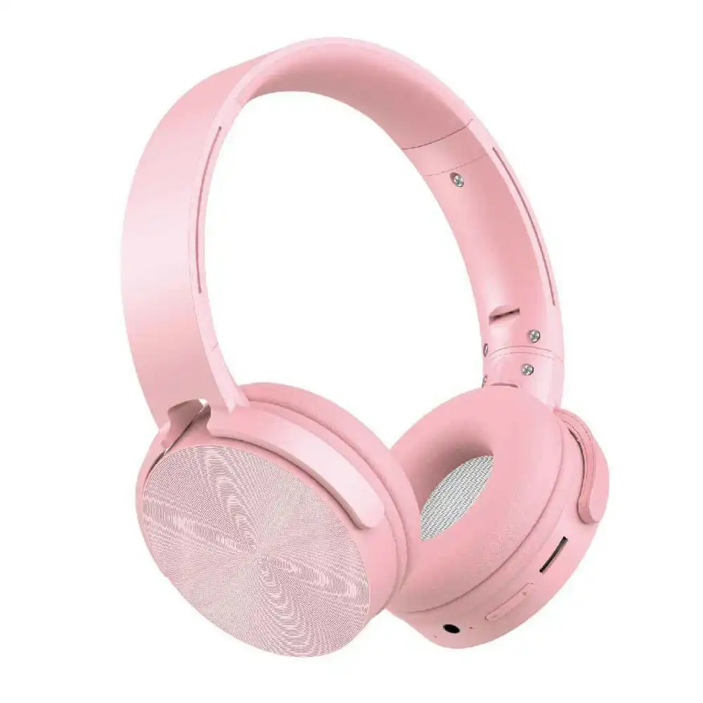 Laser Kids Bluetooth Wireless Headphones Adjustable Foldable On-Ear Headset Pink